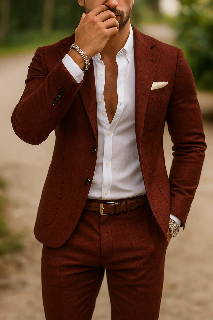 Herren Slim Fit Anzug Set Zweiteilig Sakko Hose - Image 8