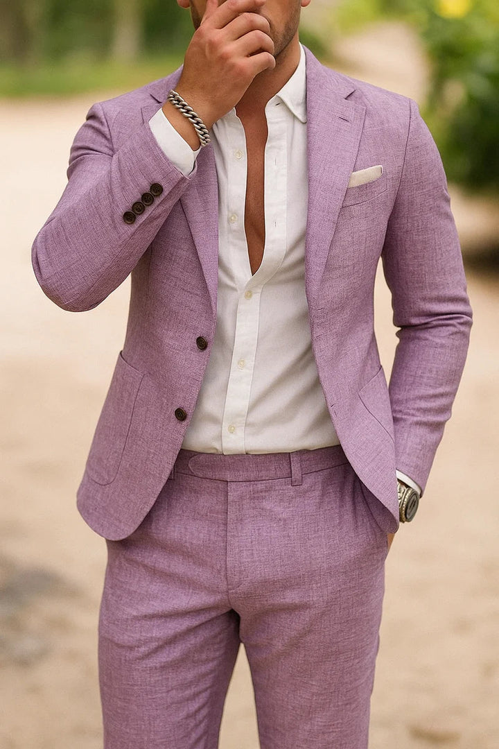 Herren Slim Fit Anzug Set Zweiteilig Sakko Hose - Image 9