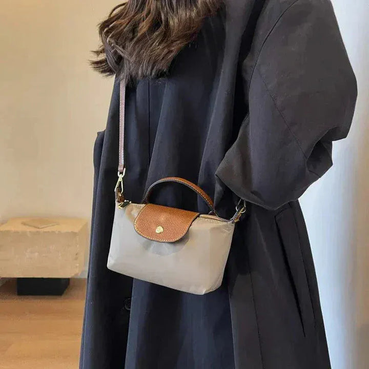 Damen Mini Crossbody Tasche Kleine Umhängetasche Kontrastklappe - Image 5