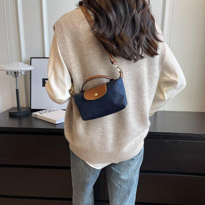 Damen Mini Crossbody Tasche Kleine Umhängetasche Kontrastklappe