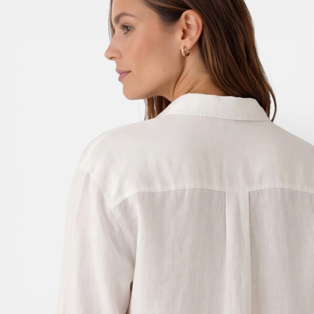 Felorra - Damen Leinen Baumwolle Bluse Locker Sommer Fit
