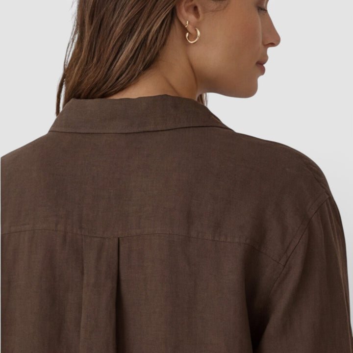 Felorra - Damen Leinen Baumwolle Bluse Locker Sommer Fit