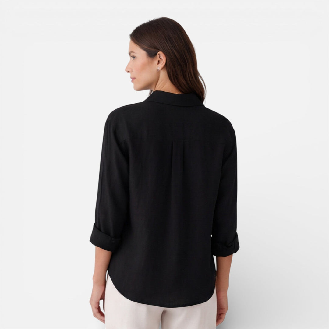Felorra - Damen Leinen Baumwolle Bluse Locker Sommer Fit