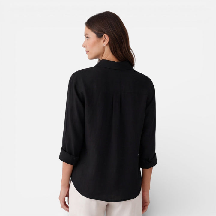 Felorra - Damen Leinen Baumwolle Bluse Locker Sommer Fit