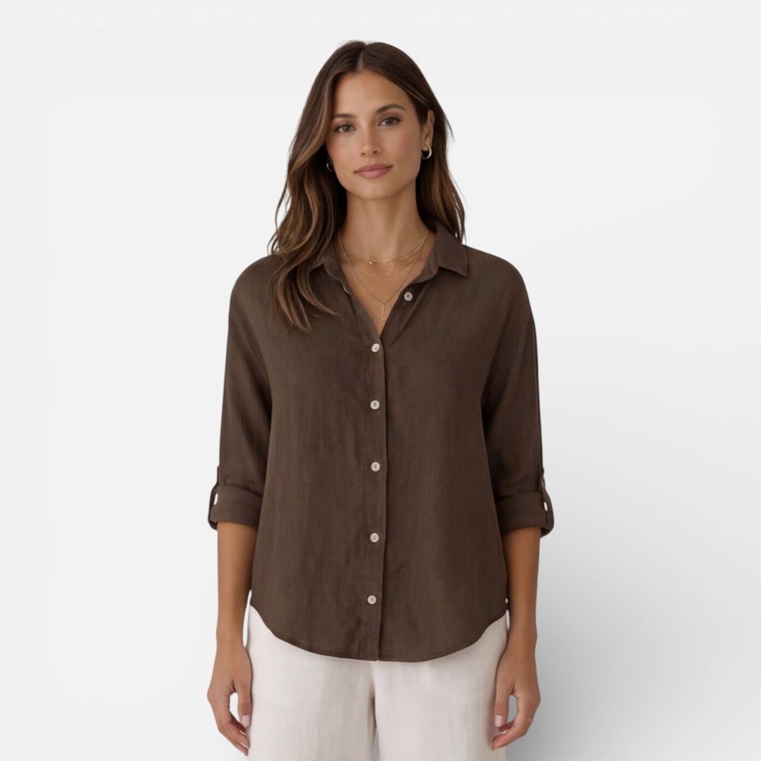 Felorra - Damen Leinen Baumwolle Bluse Locker Sommer Fit