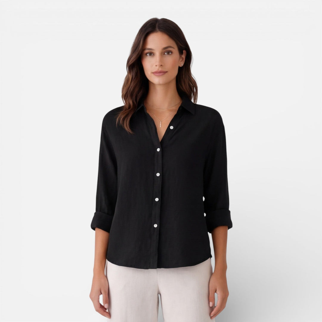 Felorra - Damen Leinen Baumwolle Bluse Locker Sommer Fit