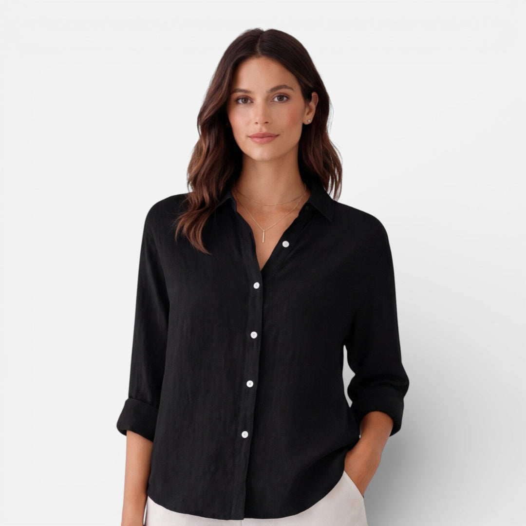 Felorra - Damen Leinen Baumwolle Bluse Locker Sommer Fit