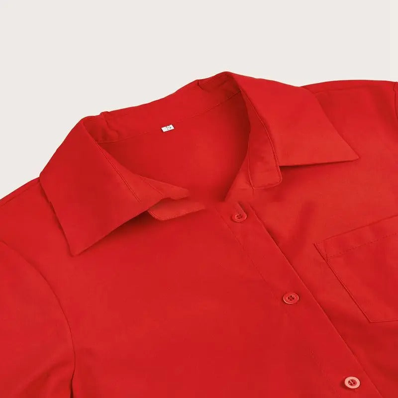 Women Belted Midi Shirt Dress Button Front - Image 5