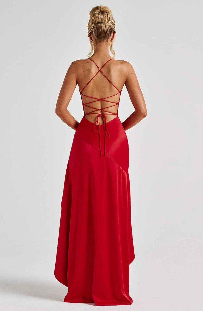 Damen Maxikleid mit Schlitz Satin Abendkleid lang - Image 17