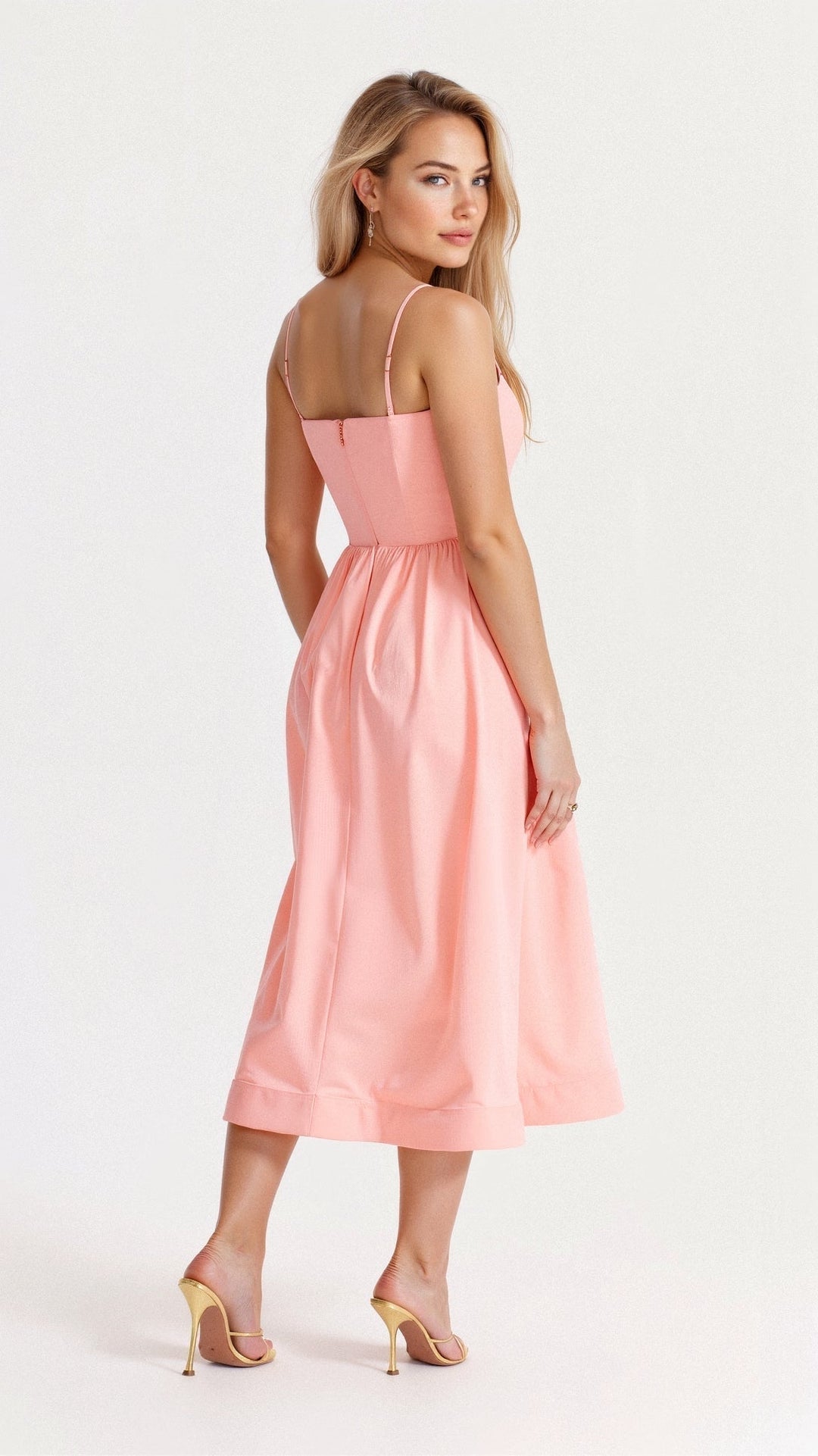 Damen Midikleid Spaghettiträger A-Linie klassisch - Image 5