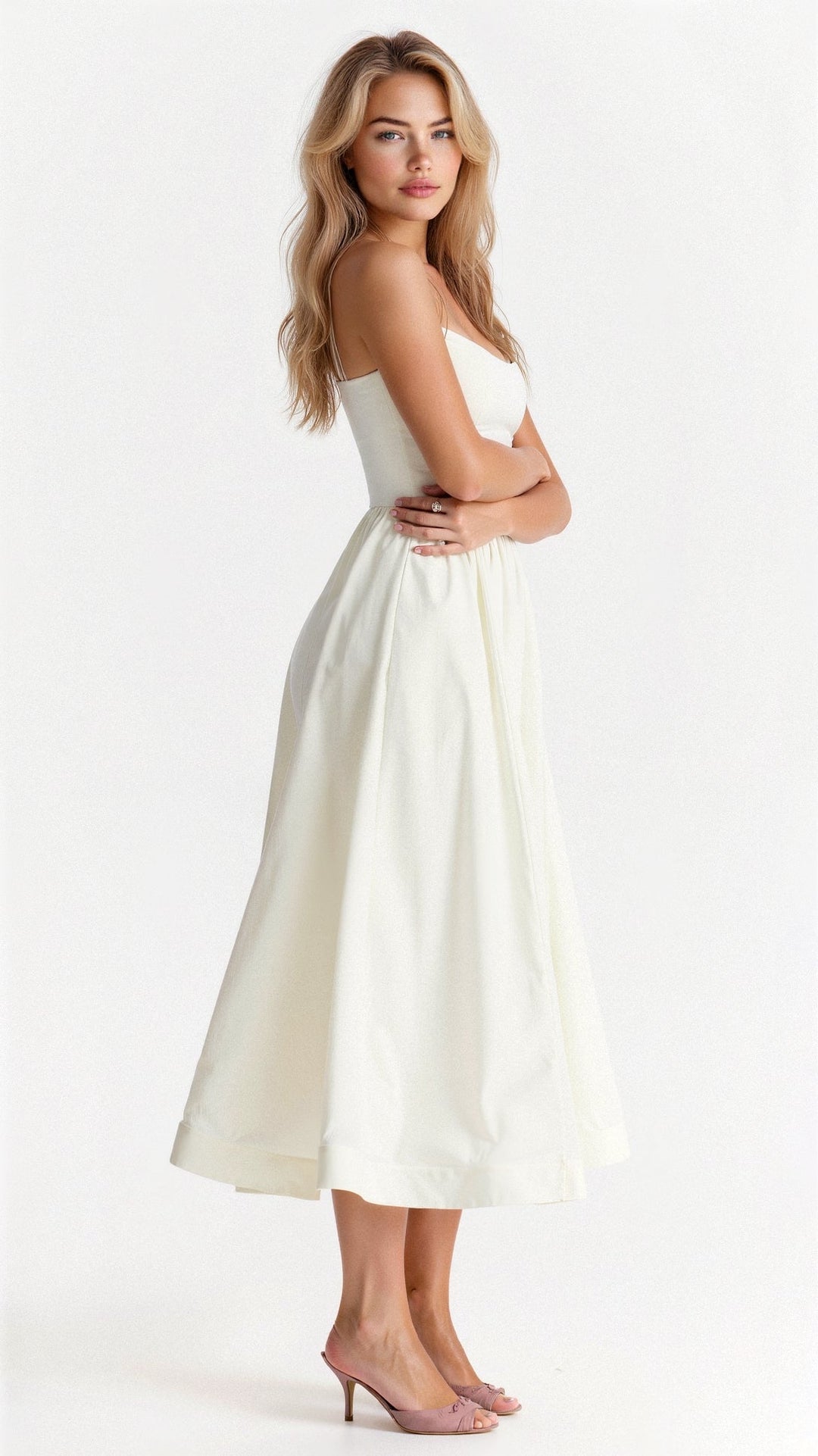 Damen Midikleid Spaghettiträger A-Linie klassisch - Image 6