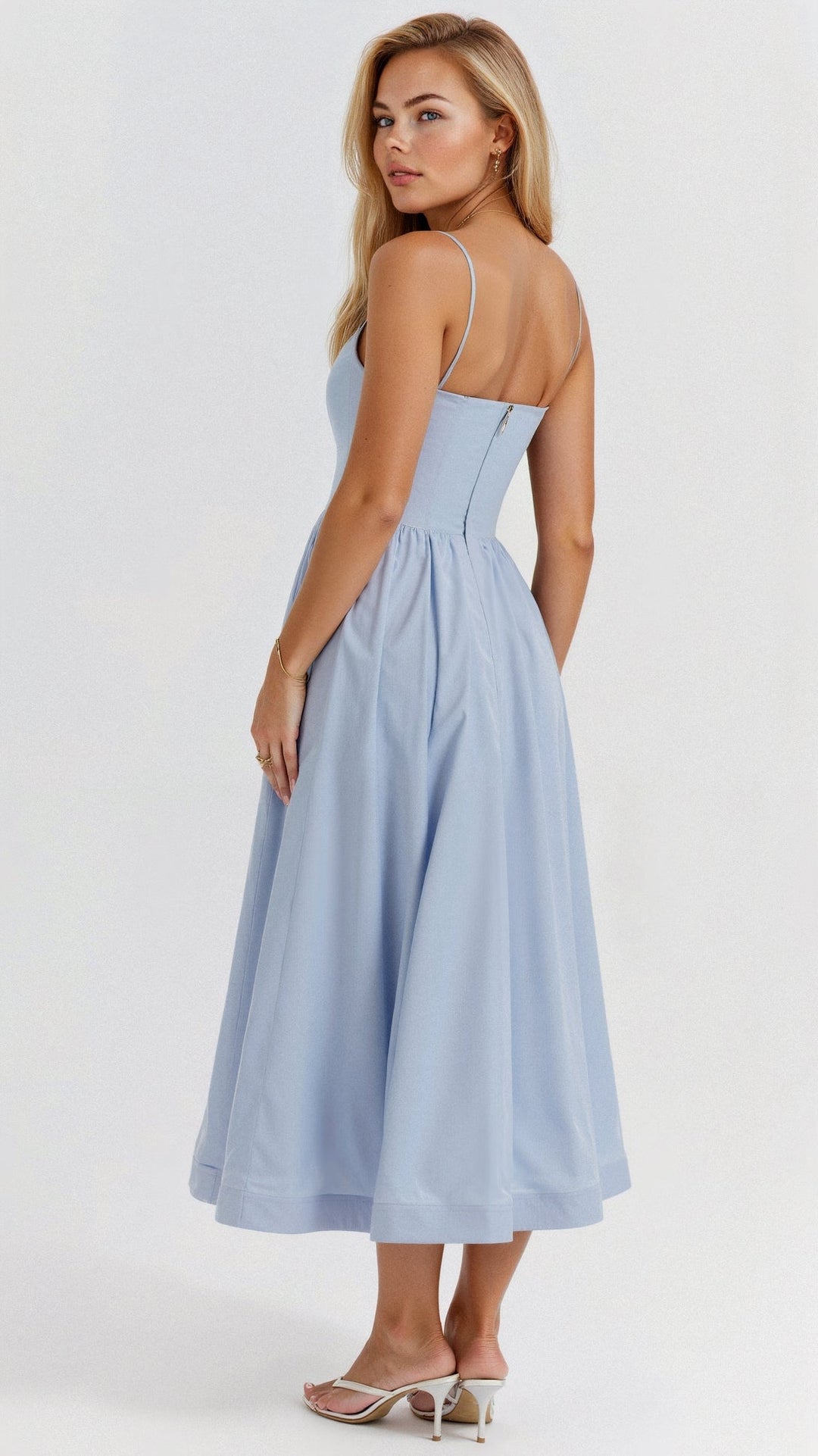 Damen Midikleid Spaghettiträger A-Linie klassisch - Image 7