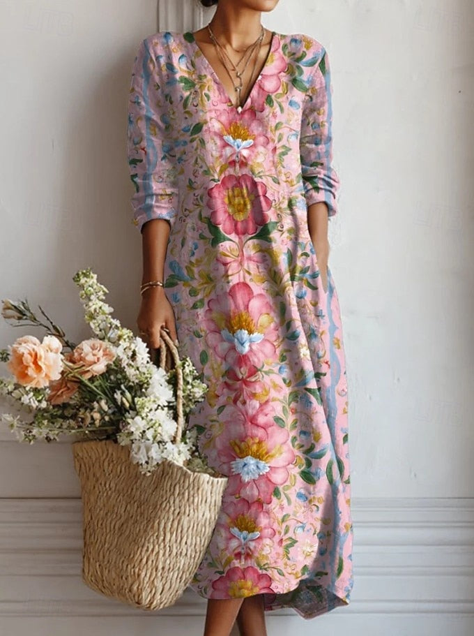 Women Bohemian Comfort Dress Casual Flowy Boho Maxi