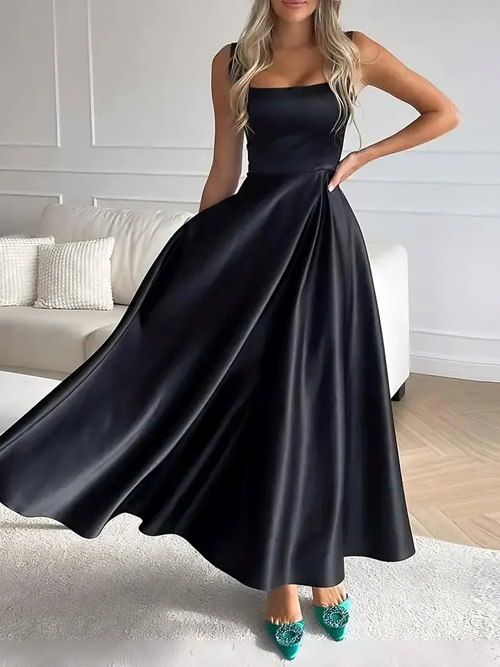Raegan - Elegantes Midi Kleid Mit Karree Ausschnitt