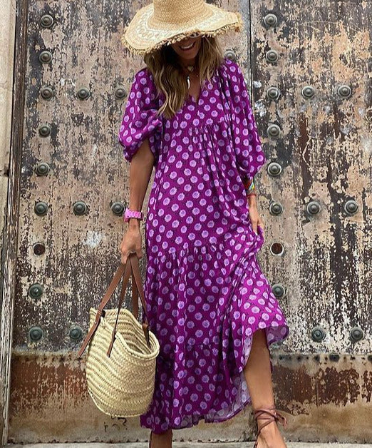 Berthira - Damen Vintage Maxi Sommerkleid