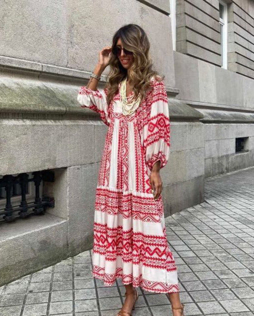 Berthira - Damen Vintage Maxi Sommerkleid