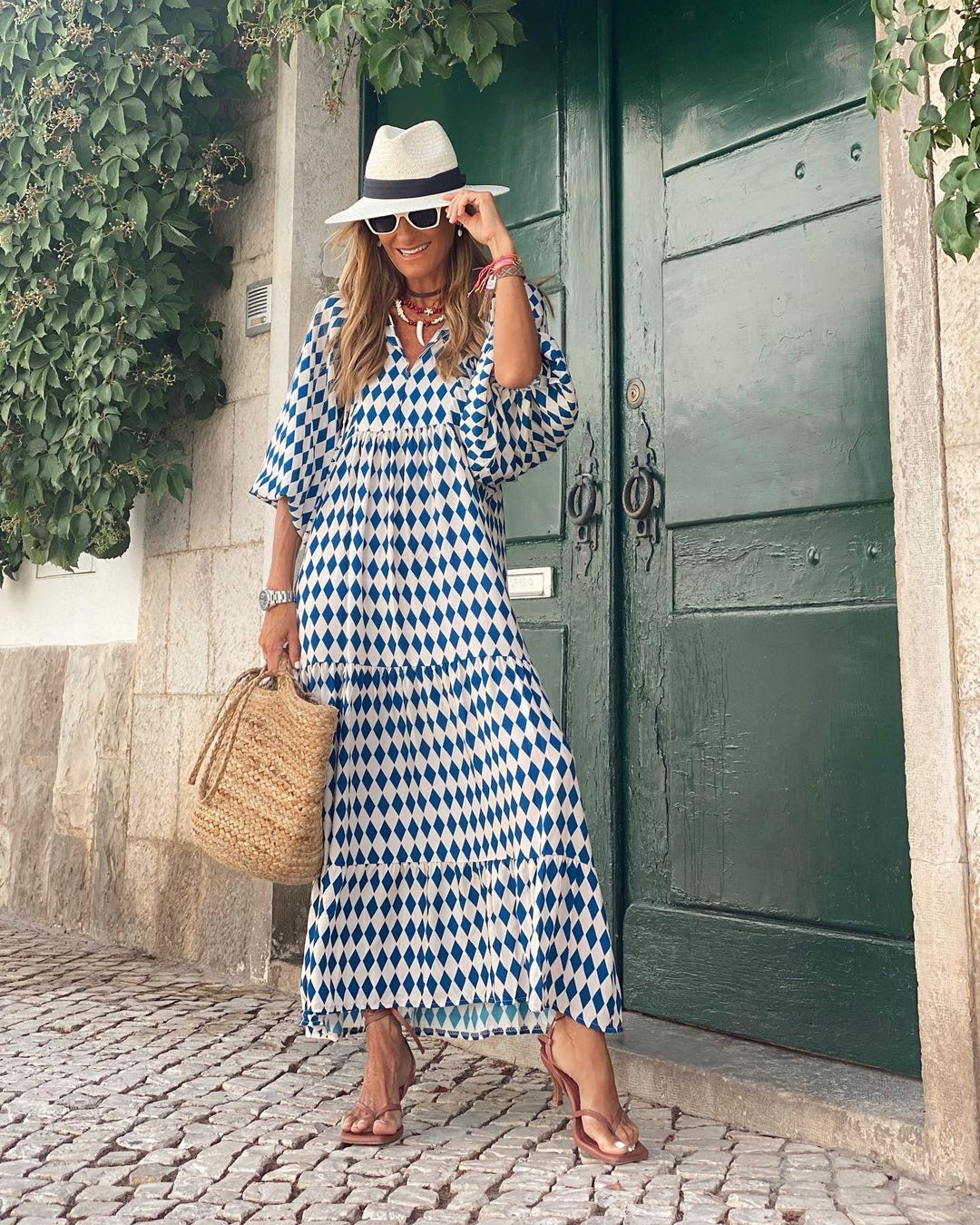 Berthira - Damen Vintage Maxi Sommerkleid