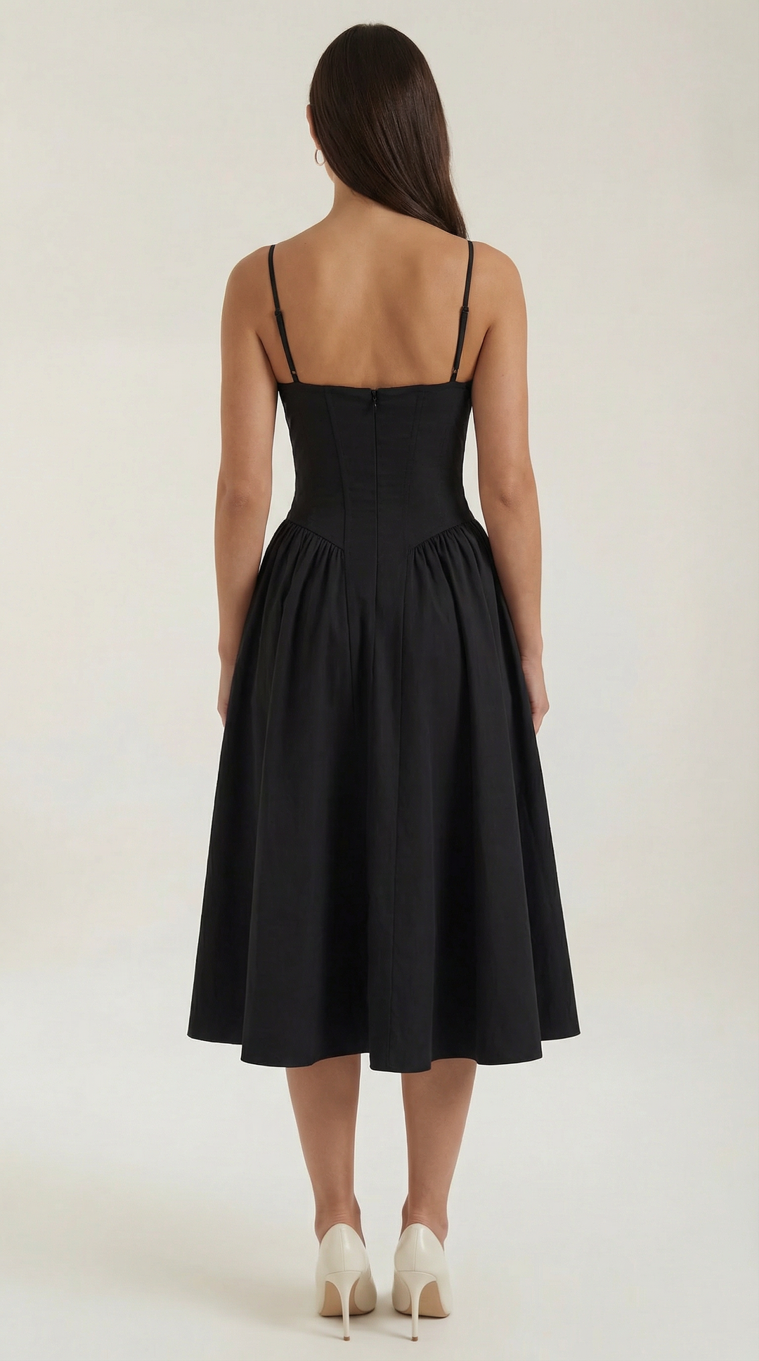 Anneliese - Florales Korsett Midi Kleid Mit Herz Ausschnitt