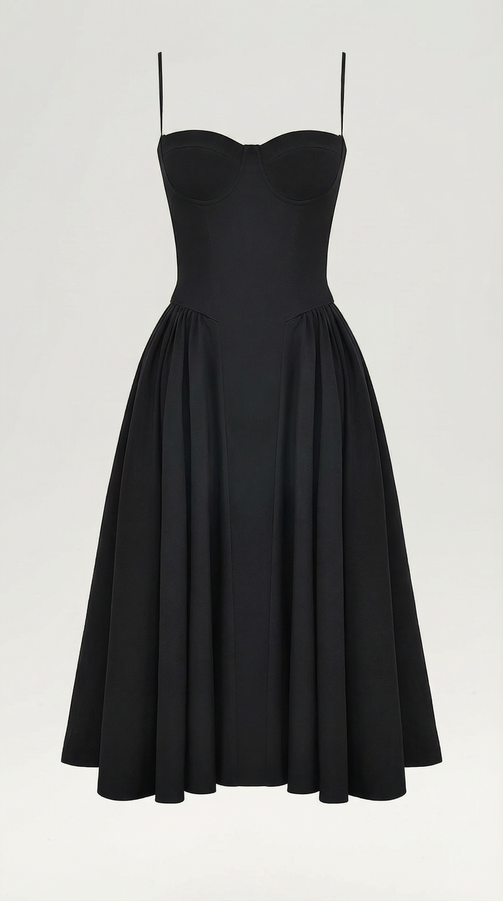 Ysabel – Florales Korsett Midi Kleid Damen
