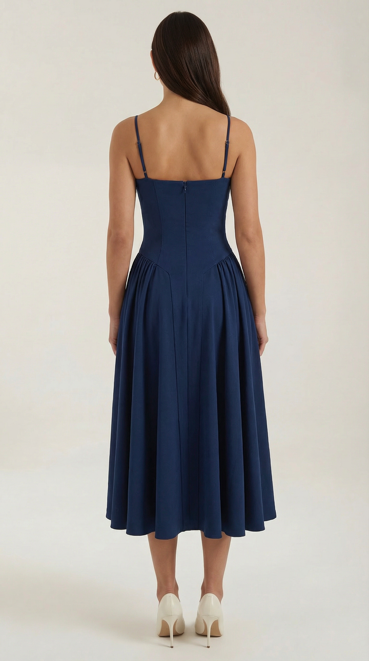 Ysabel – Florales Korsett Midi Kleid Damen