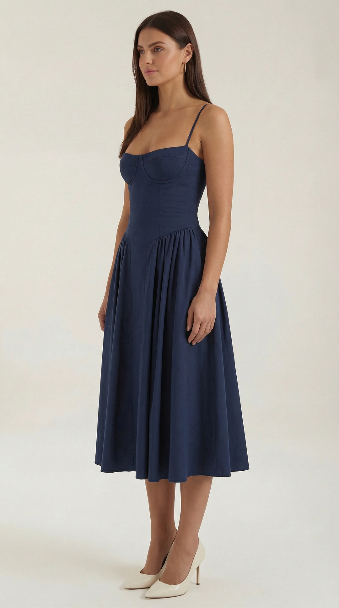 Ysabel – Florales Korsett Midi Kleid Damen
