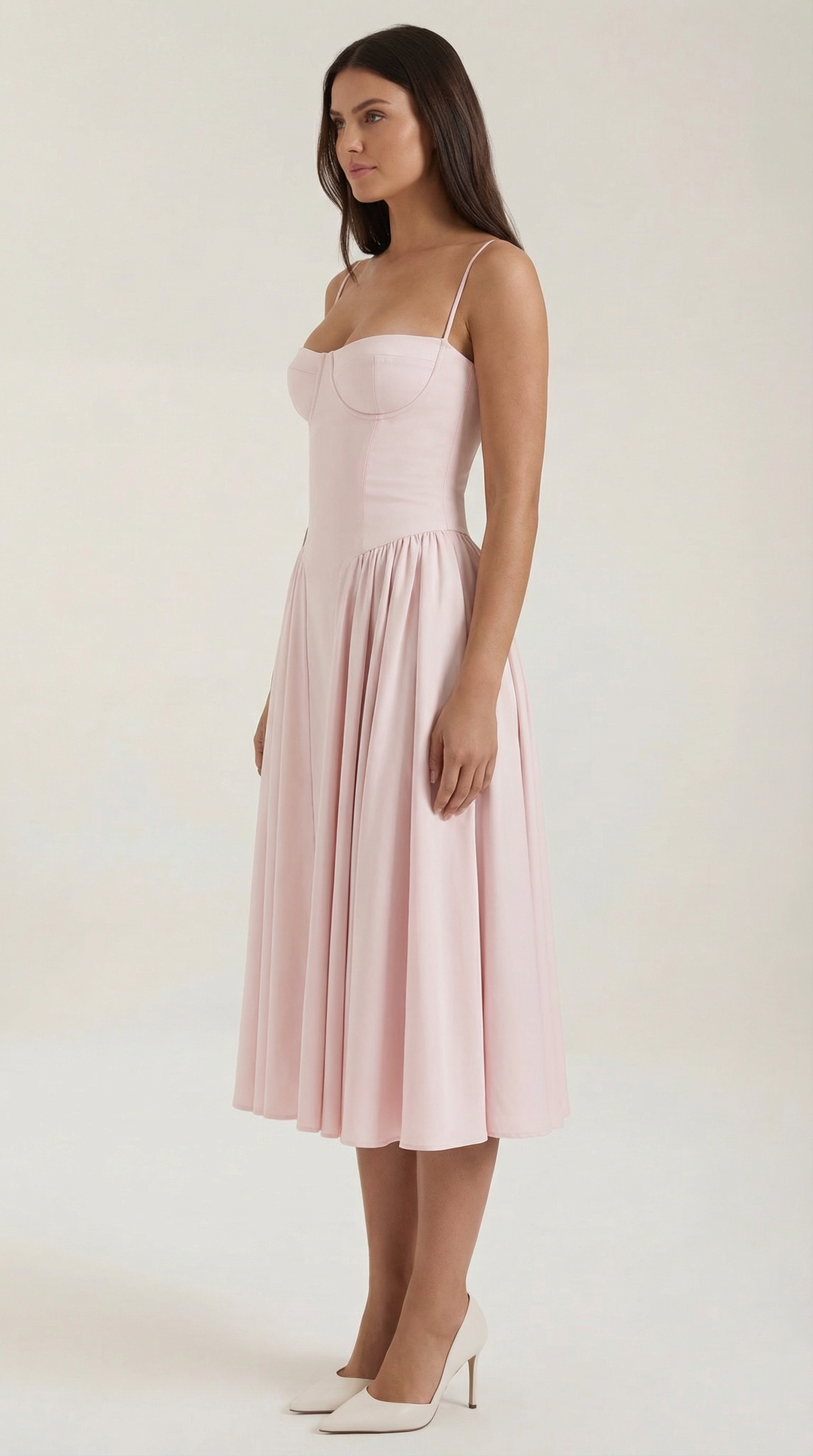 Ysabel – Florales Korsett Midi Kleid Damen
