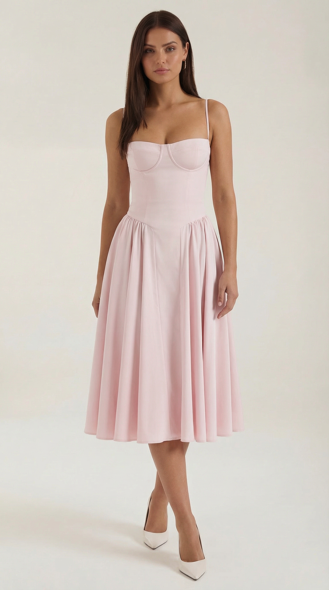Ysabel – Florales Korsett Midi Kleid Damen