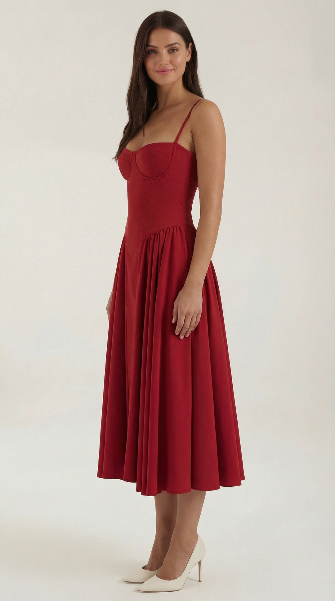 Ysabel – Florales Korsett Midi Kleid Damen