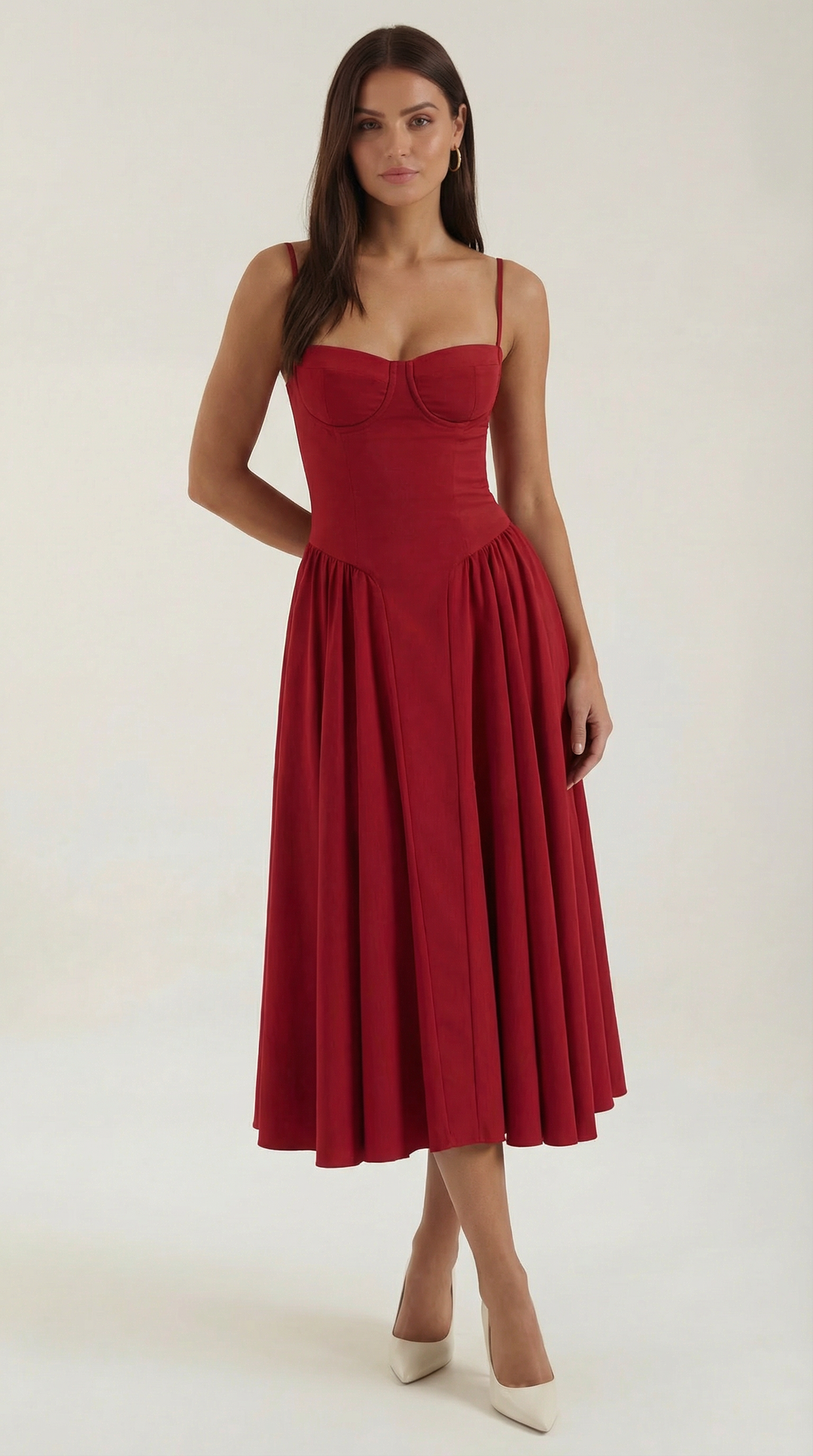 Ysabel – Florales Korsett Midi Kleid Damen