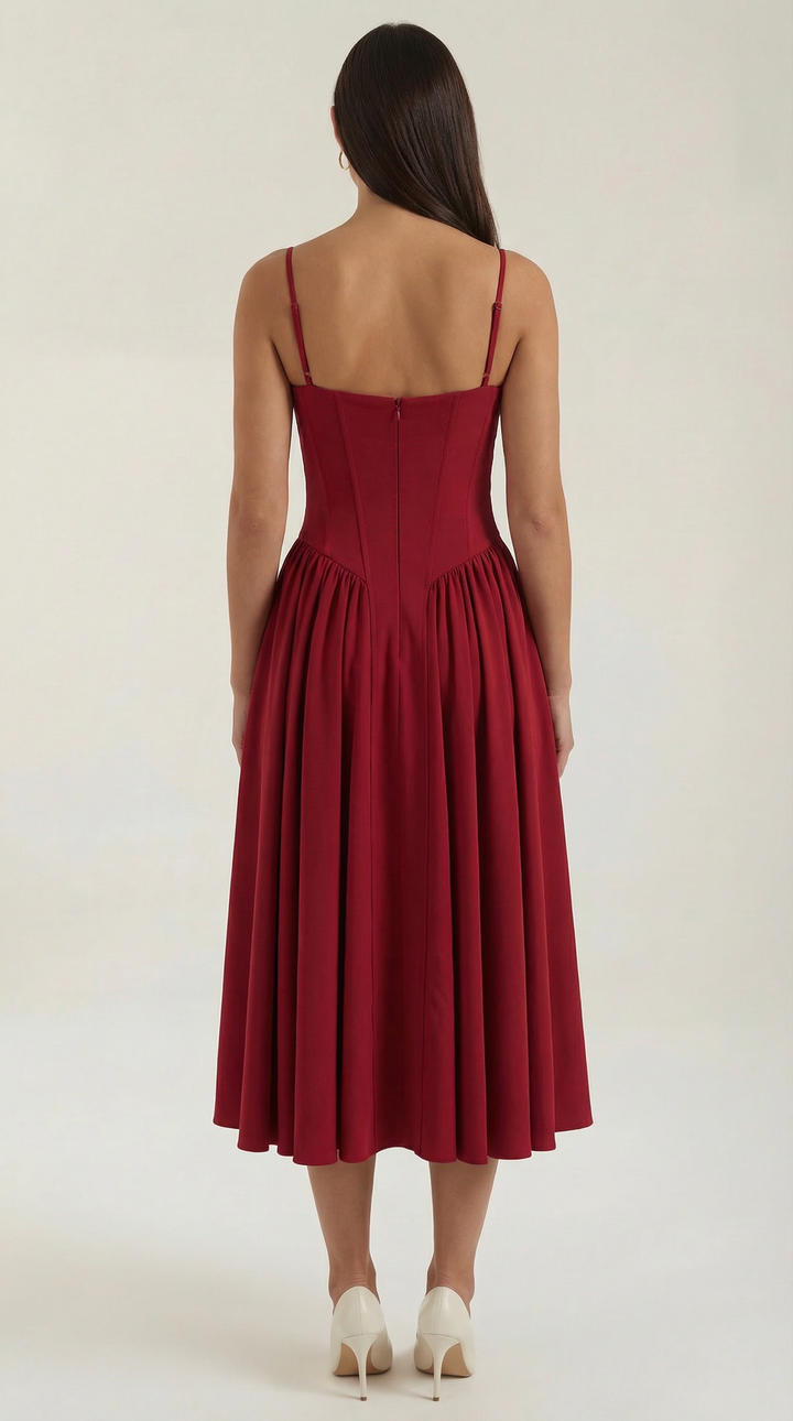 Ysabel – Florales Korsett Midi Kleid Damen