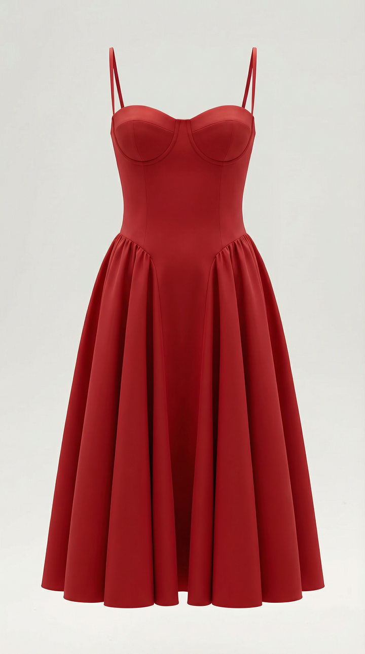 Ysabel – Florales Korsett Midi Kleid Damen