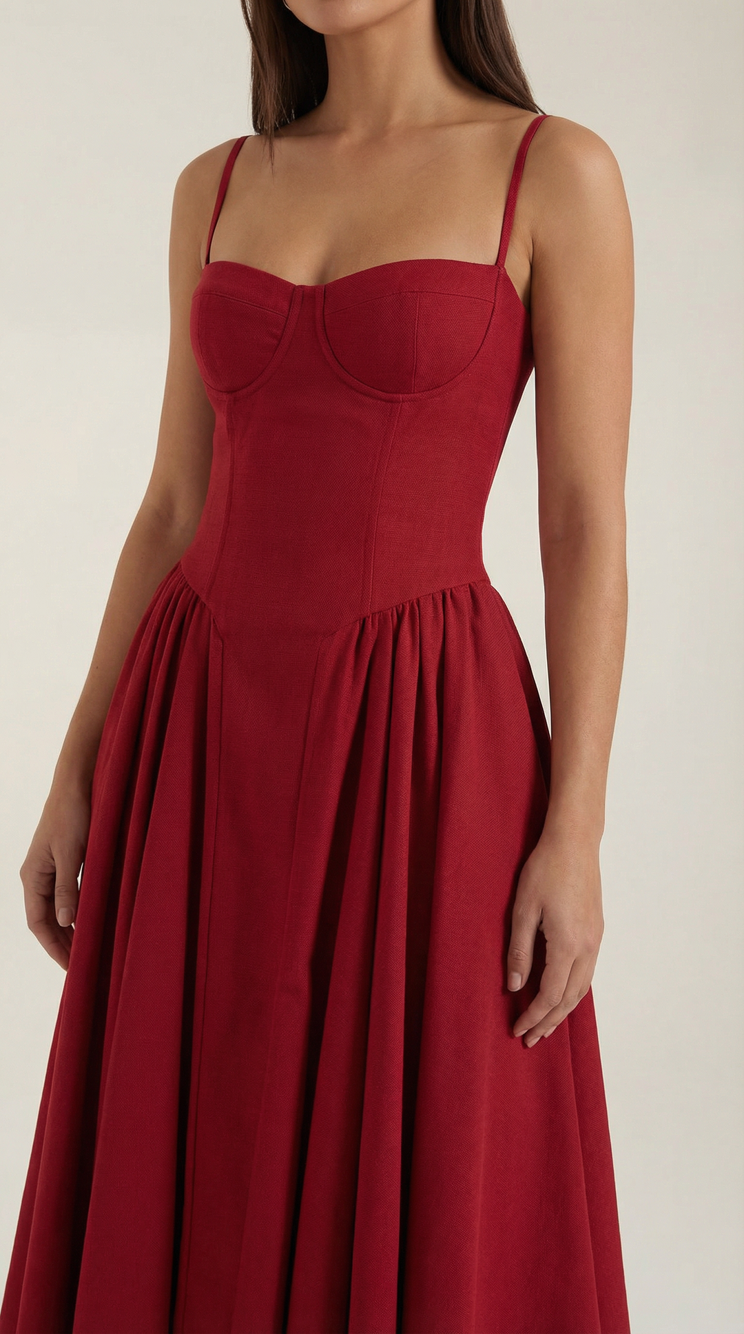 Ysabel – Florales Korsett Midi Kleid Damen