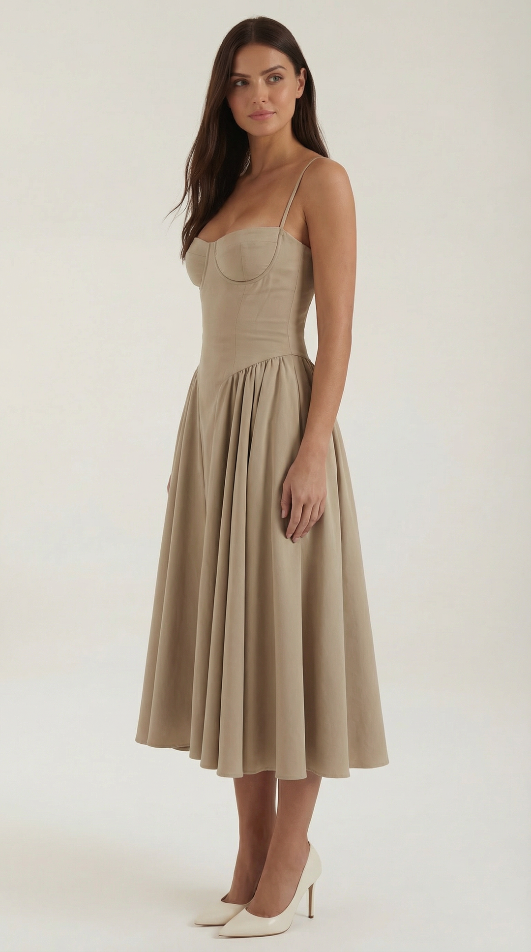 Ysabel – Florales Korsett Midi Kleid Damen