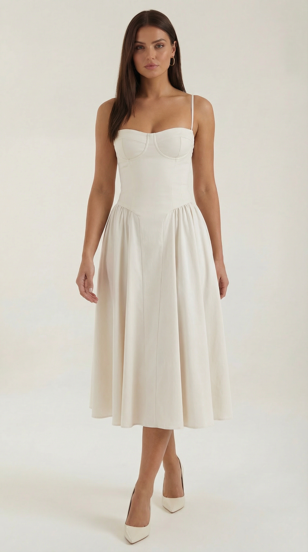 Ysabel – Florales Korsett Midi Kleid Damen