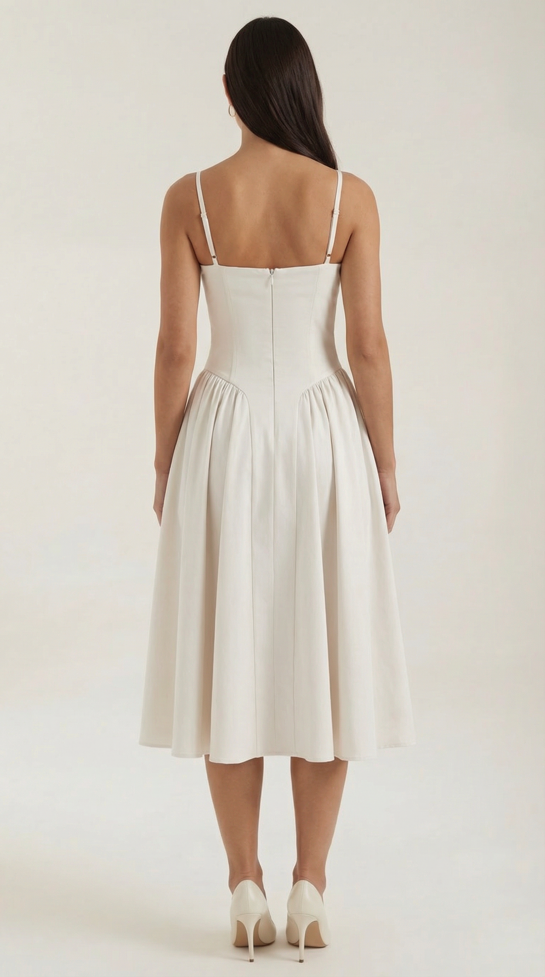 Anneliese - Florales Korsett Midi Kleid Mit Herz Ausschnitt