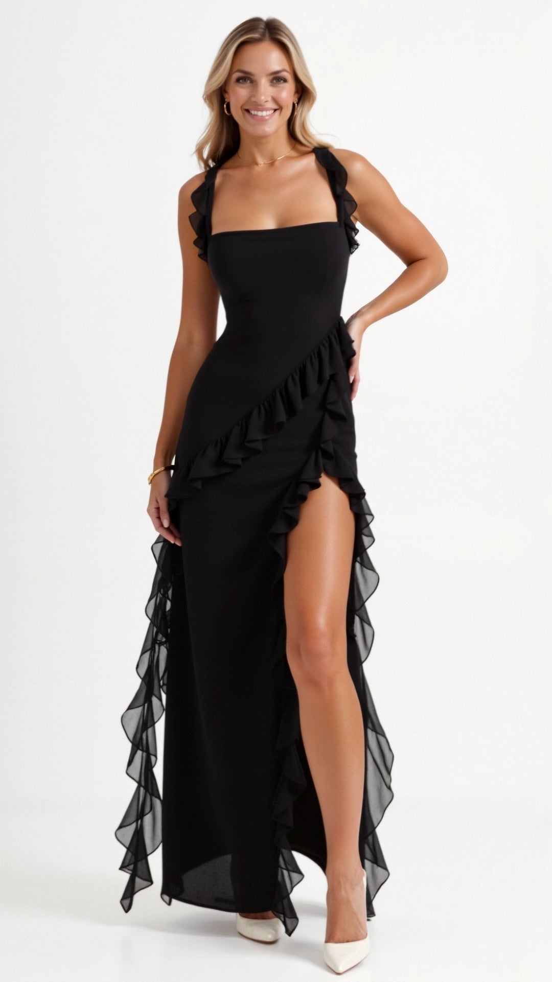 Elavelle – Maxi Kleid Mit Rüschen
