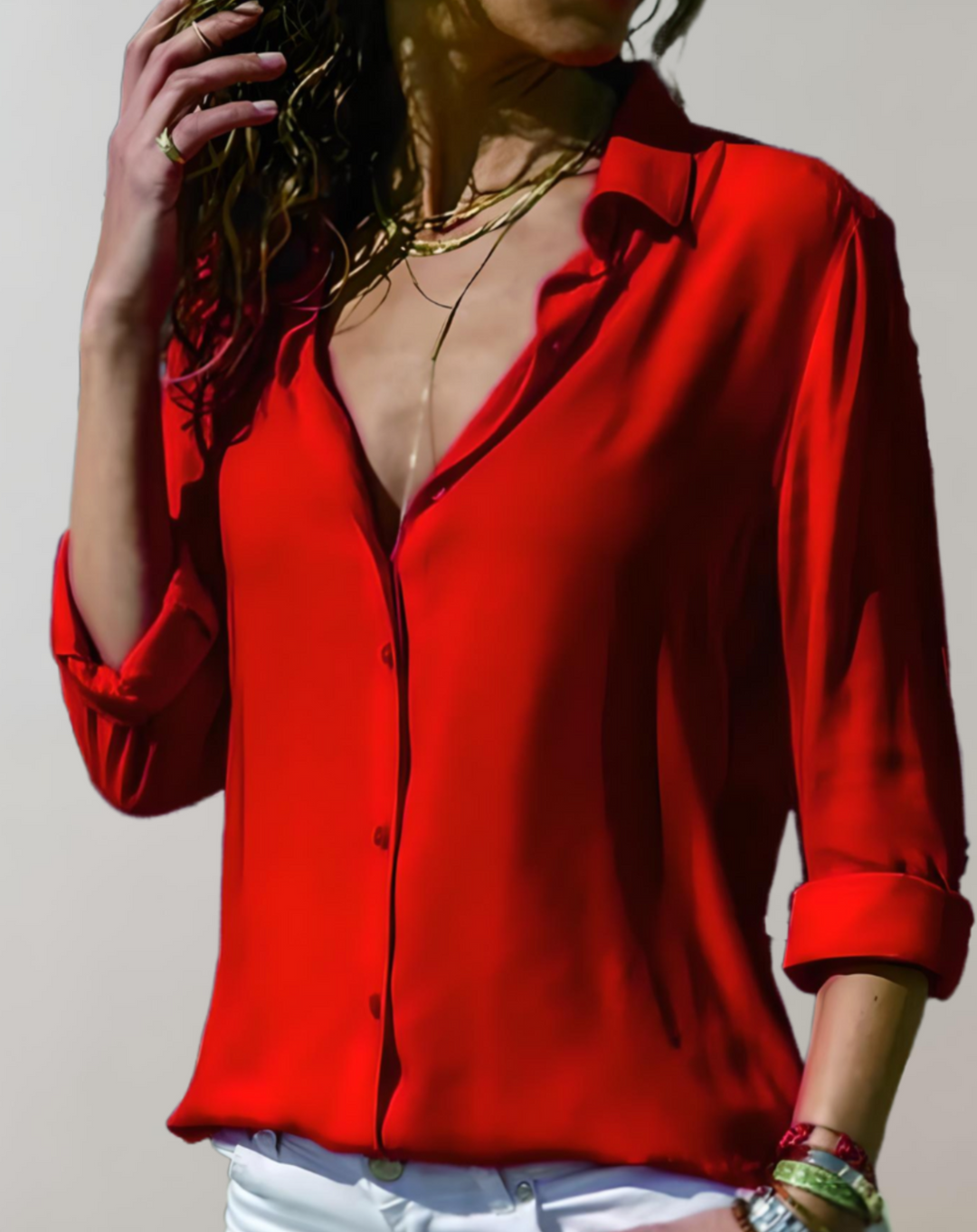 Marvella - Damen Langarm Bluse Lässig