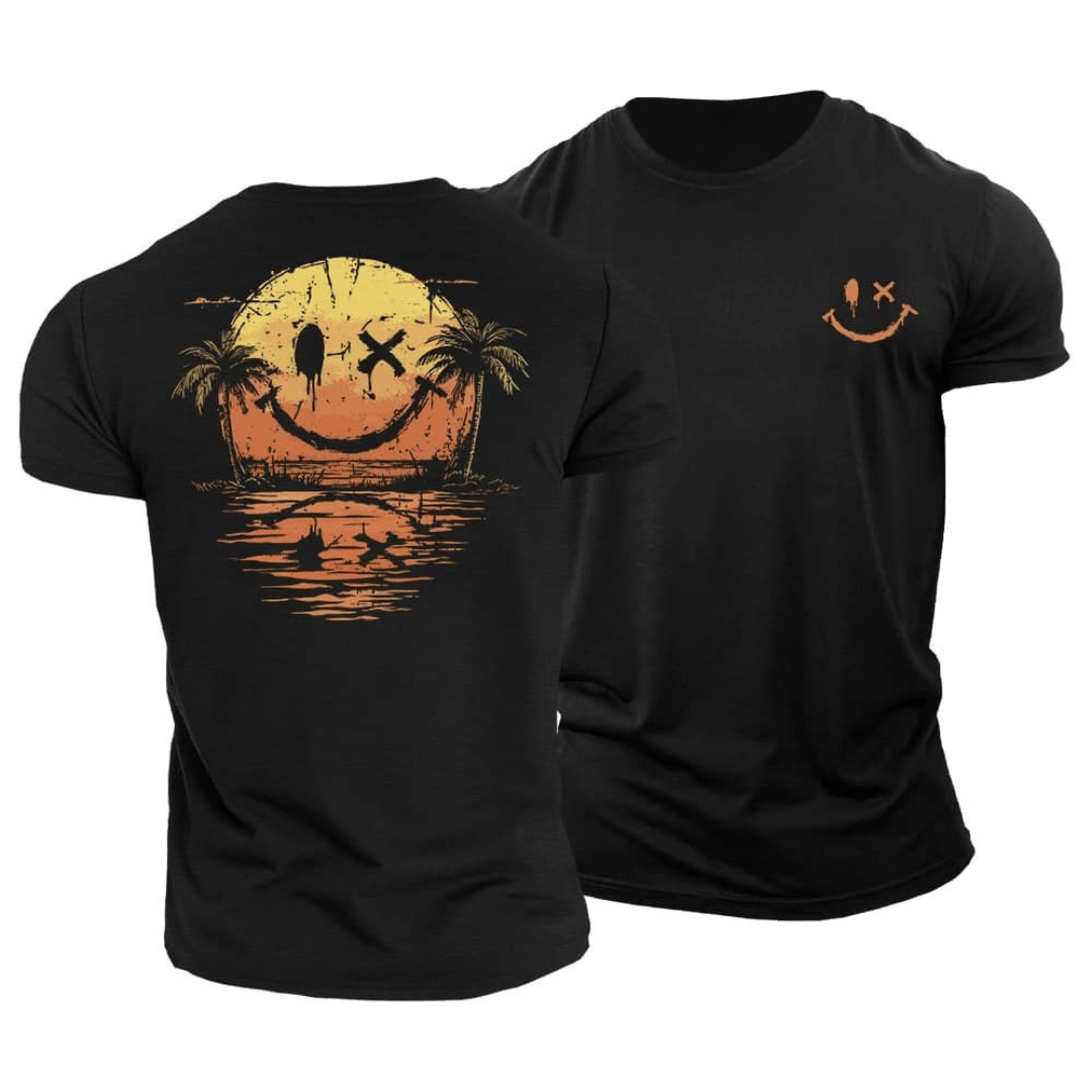 Men's Smiley Face Graphic T-Shirt Summer Tee - Image 2