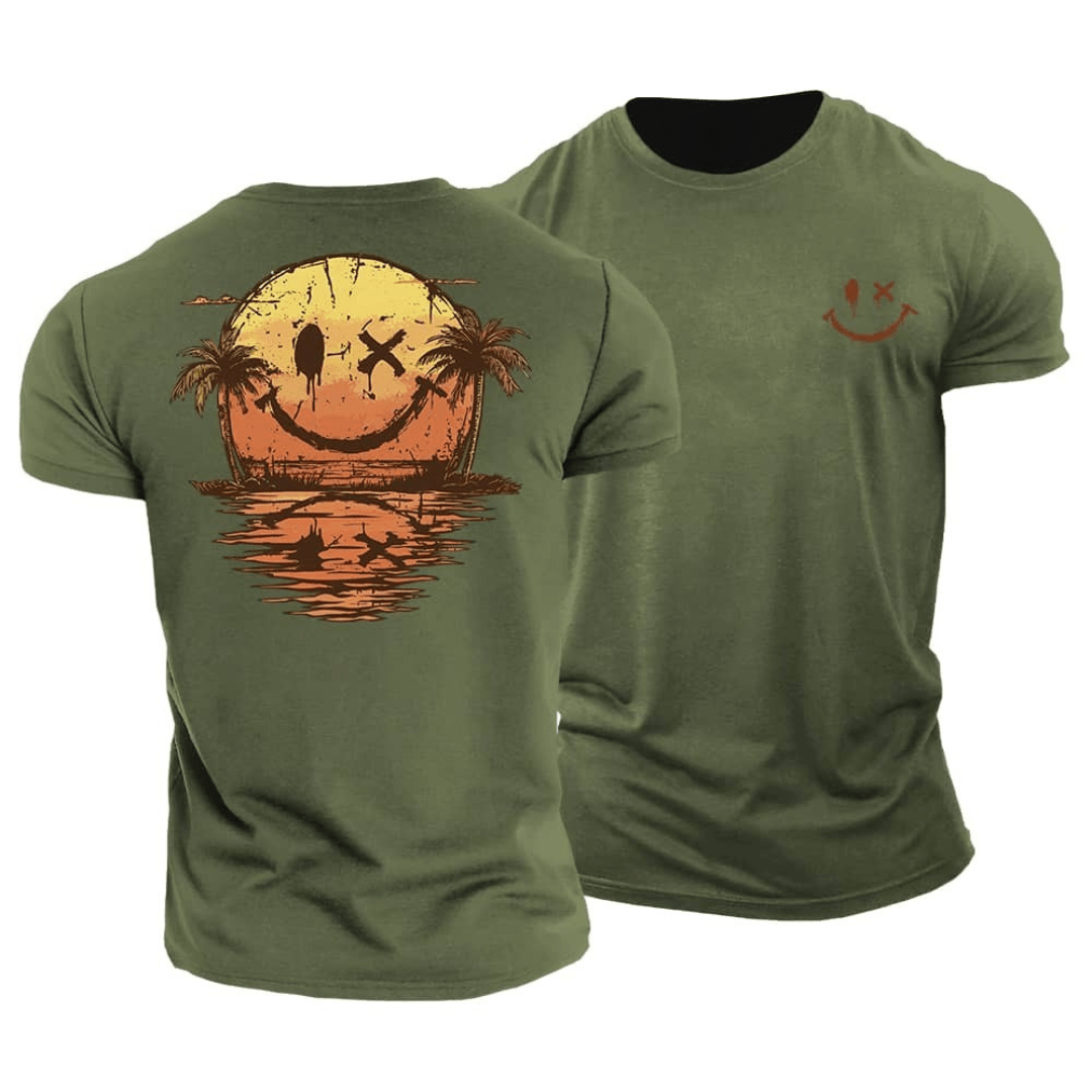 Men's Smiley Face Graphic T-Shirt Summer Tee - Image 4