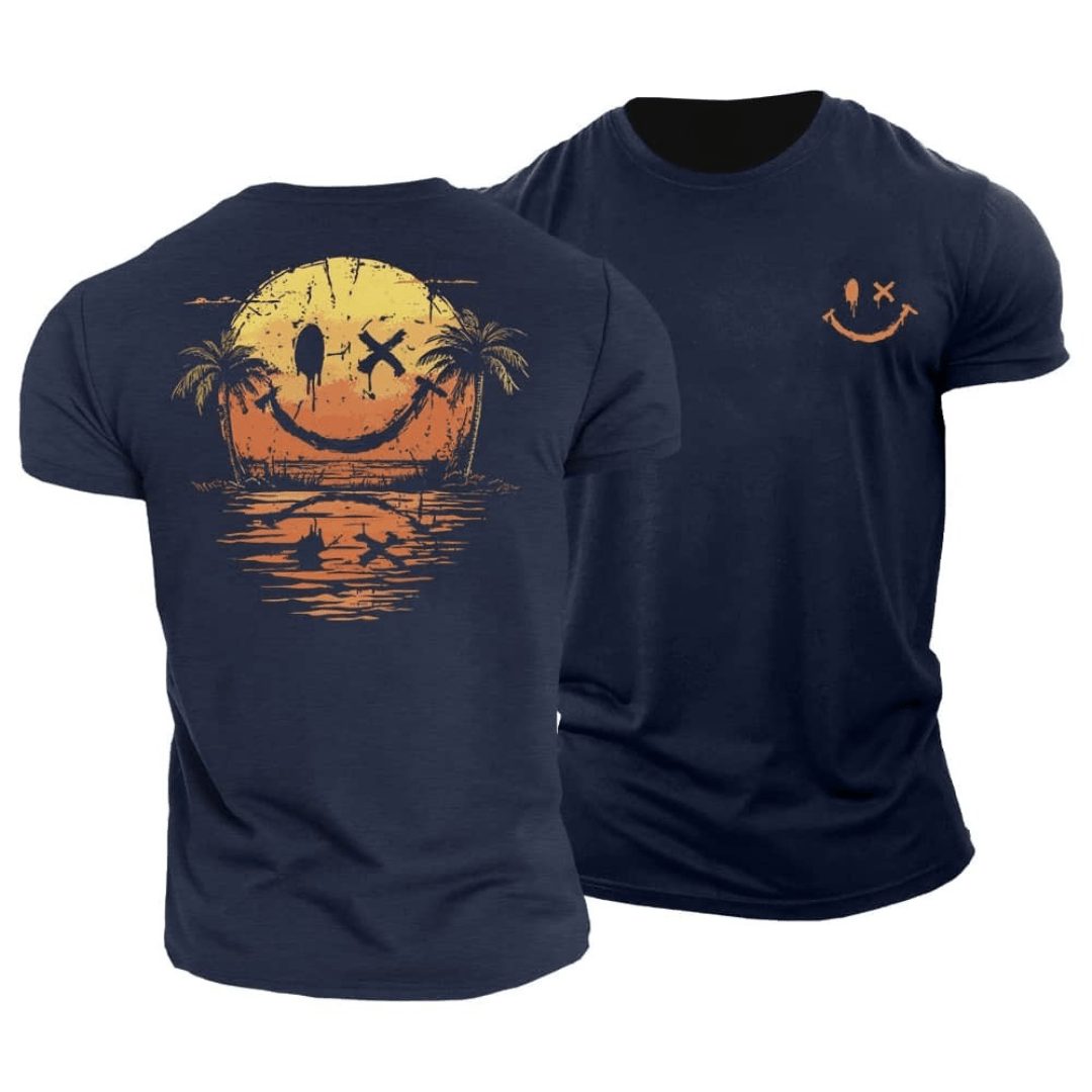 Men's Smiley Face Graphic T-Shirt Summer Tee - Image 3