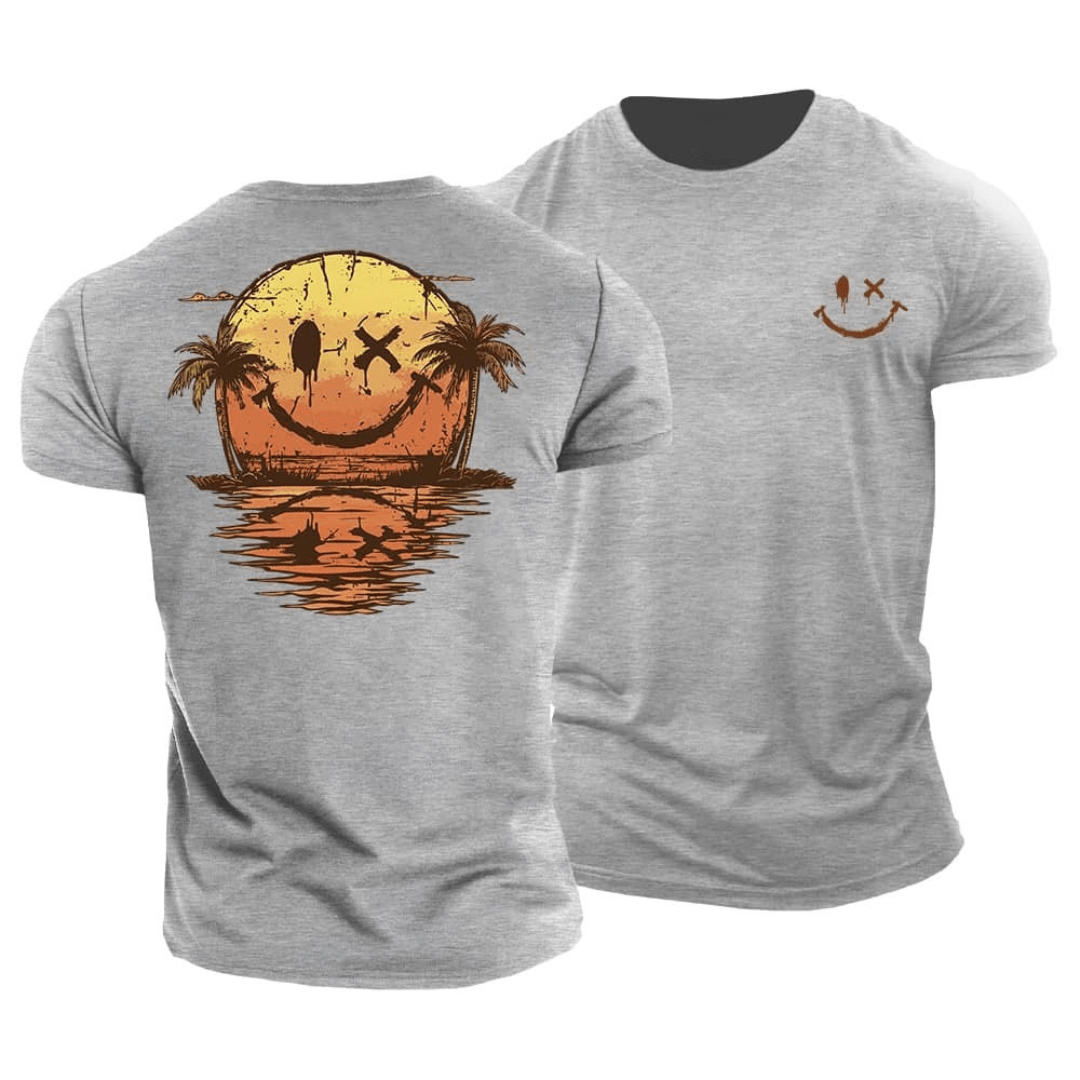 Men's Smiley Face Graphic T-Shirt Summer Tee - Image 5
