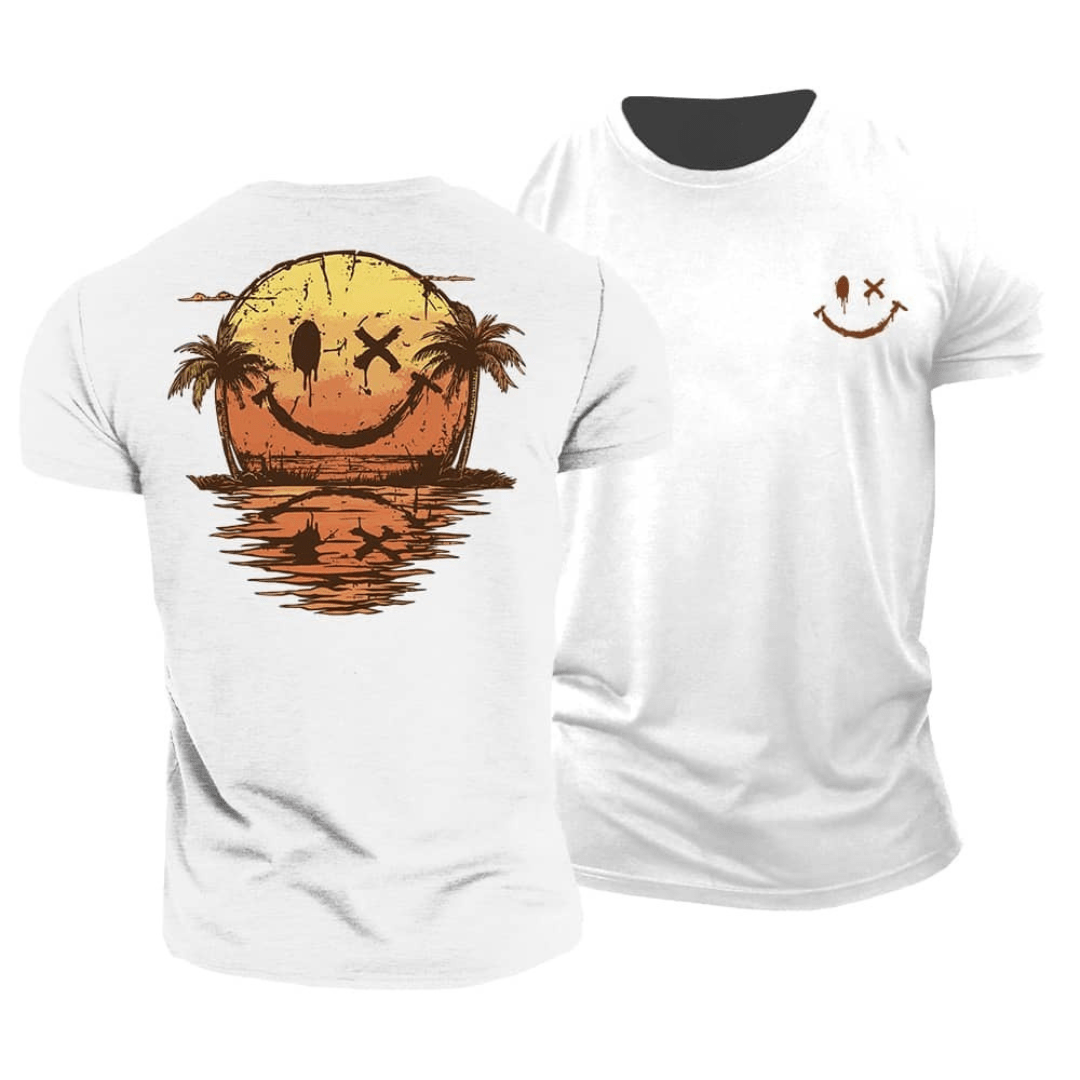 Men's Smiley Face Graphic T-Shirt Summer Tee - Image 6