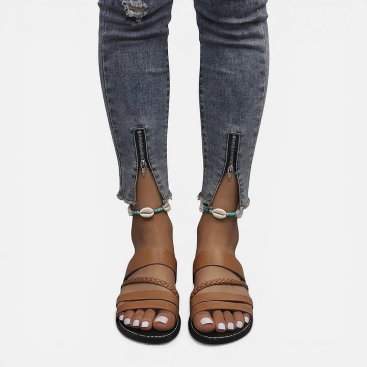 Jett - Damen Leder Riemen Sandalen Flach Komfort Sommer