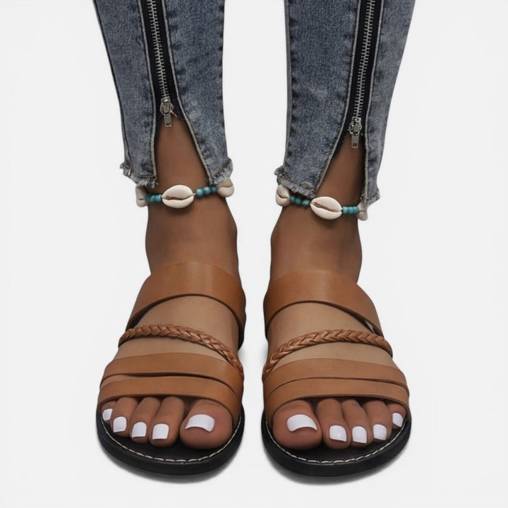 Jett - Damen Leder Riemen Sandalen Flach Komfort Sommer