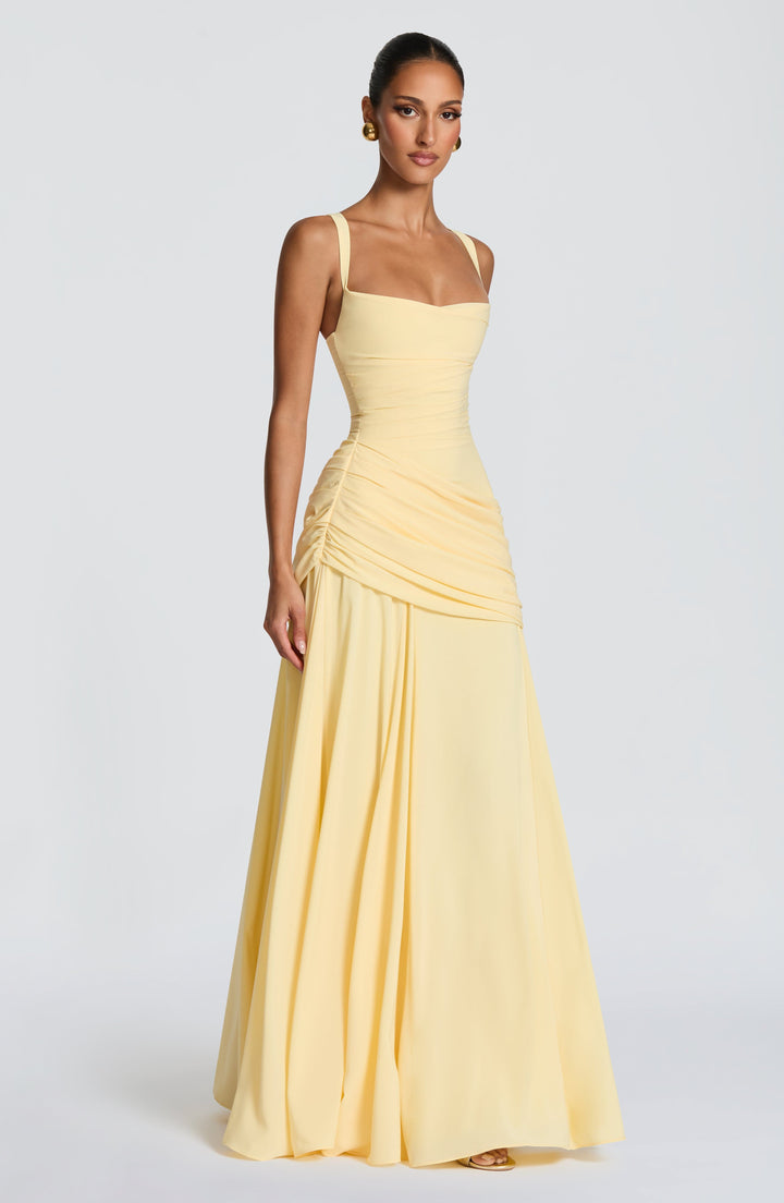 Damen Abendkleid lang elegant Wasserfallausschnitt Maxikleid bodenlang - Image 3