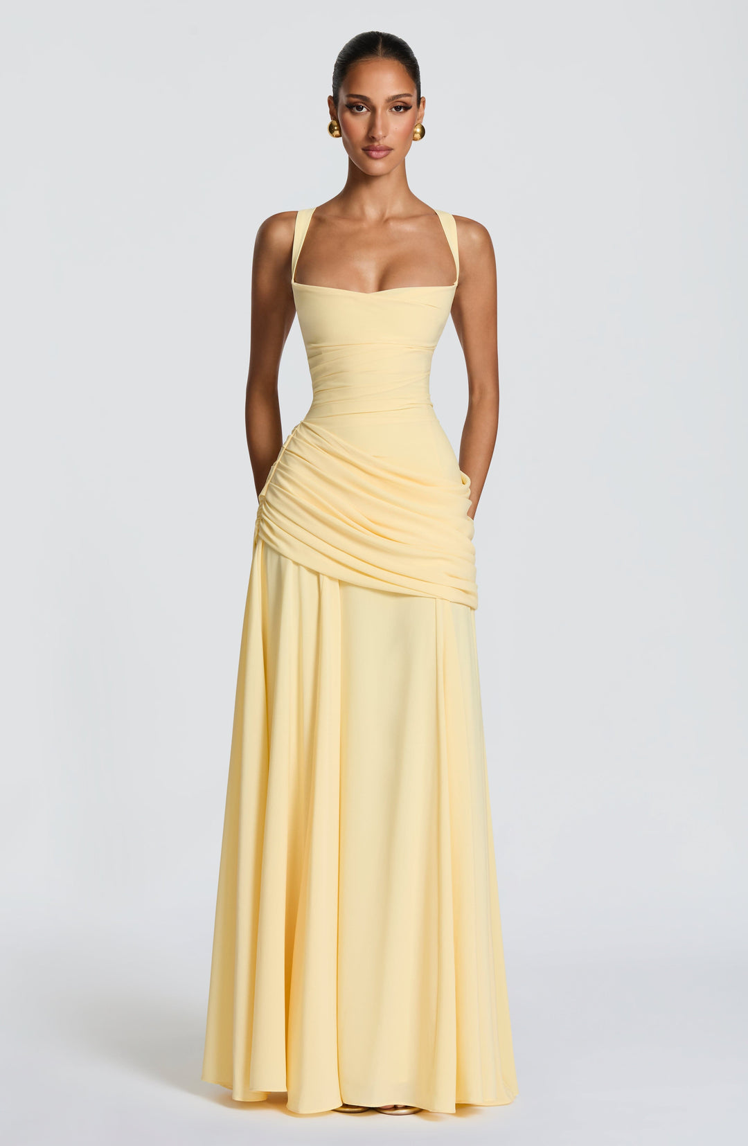 Damen Abendkleid lang elegant Wasserfallausschnitt Maxikleid bodenlang - Image 5