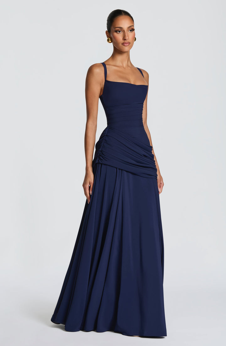 Damen Abendkleid lang elegant Wasserfallausschnitt Maxikleid bodenlang - Image 12
