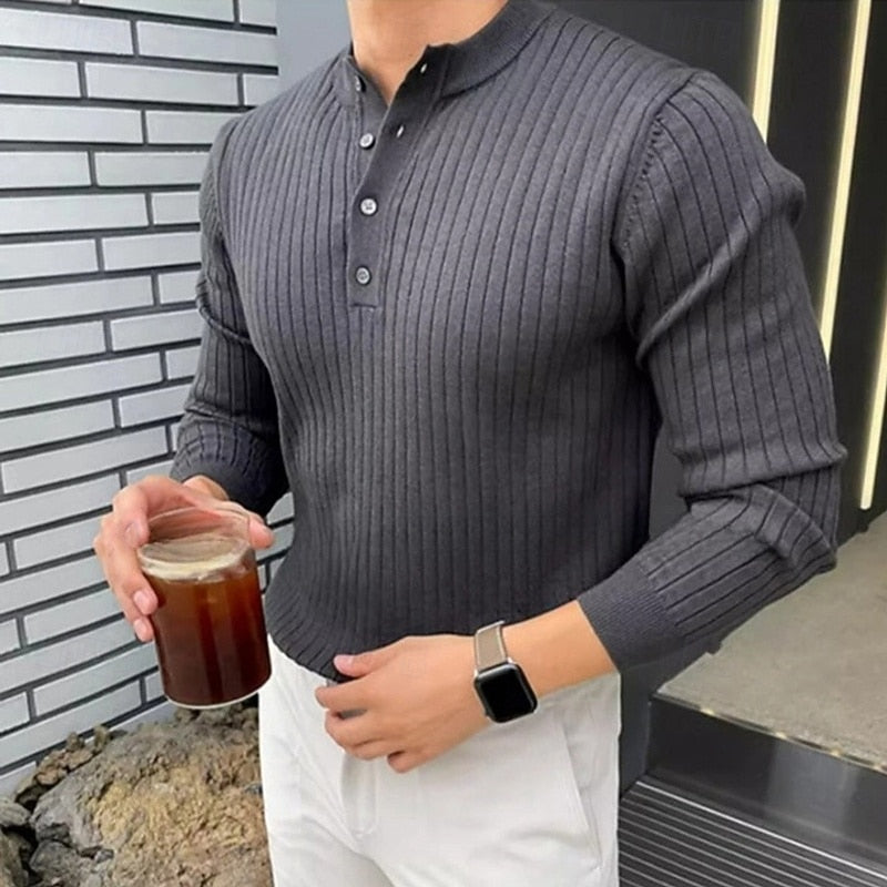 Declan | Gerippter Henley-Pullover - Image 3
