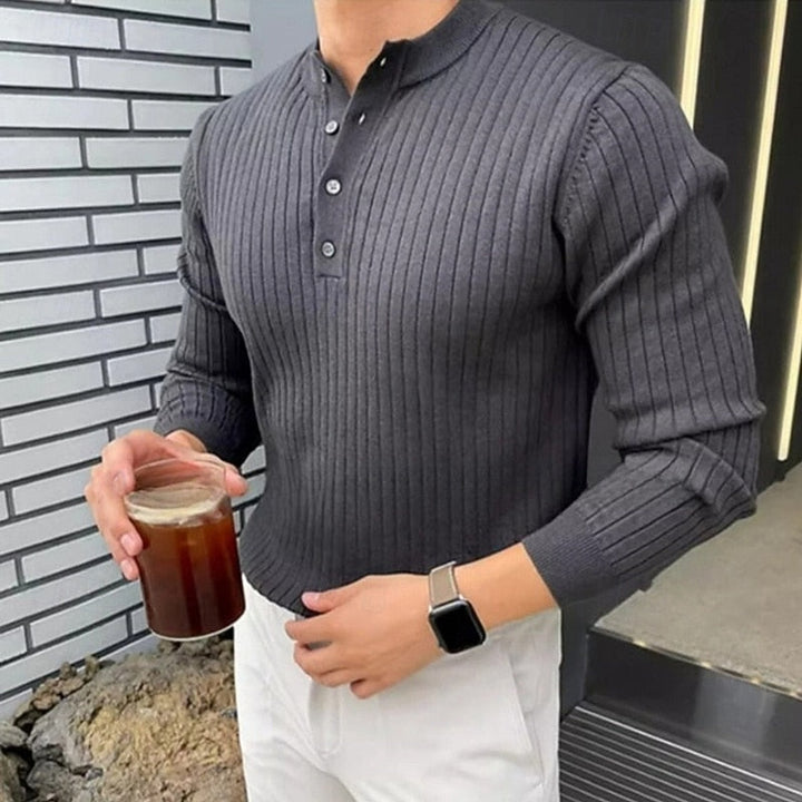 Declan | Gerippter Henley-Pullover - Image 3
