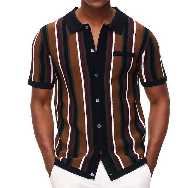 Herren Poloshirt Gestreift Atmungsaktiv Sommer - Image 5